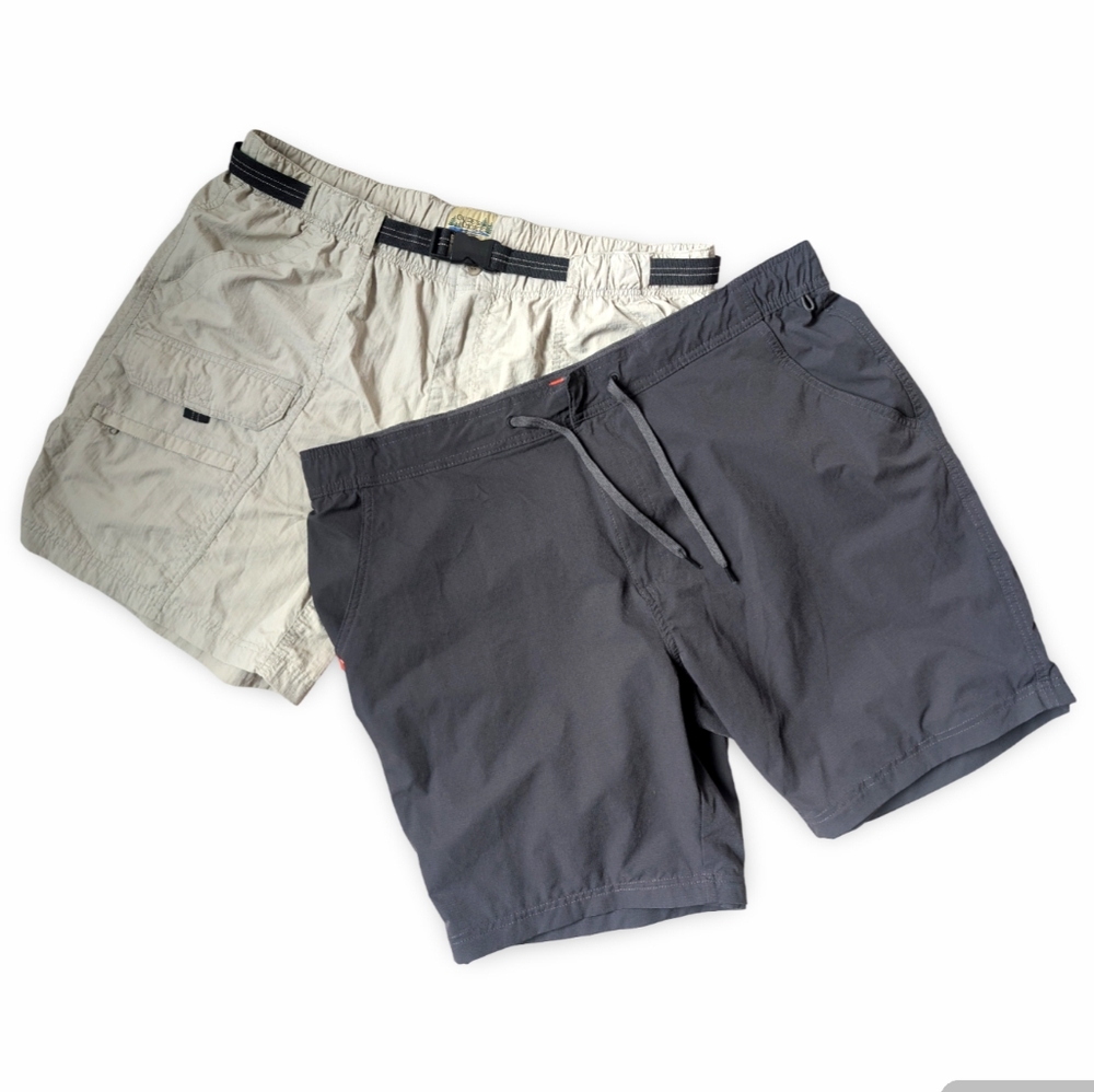 42 Waist Synthetic Shorts Velcro & Zip Pockets Elastic And Buck Or Strings